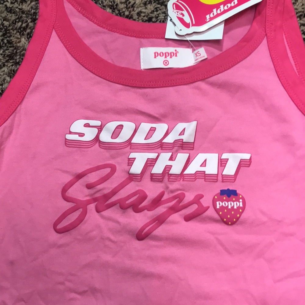 Poppi Pink Graphic Cropped Tank Top Size XS & Large Available | NWT - Picture 2 of 4